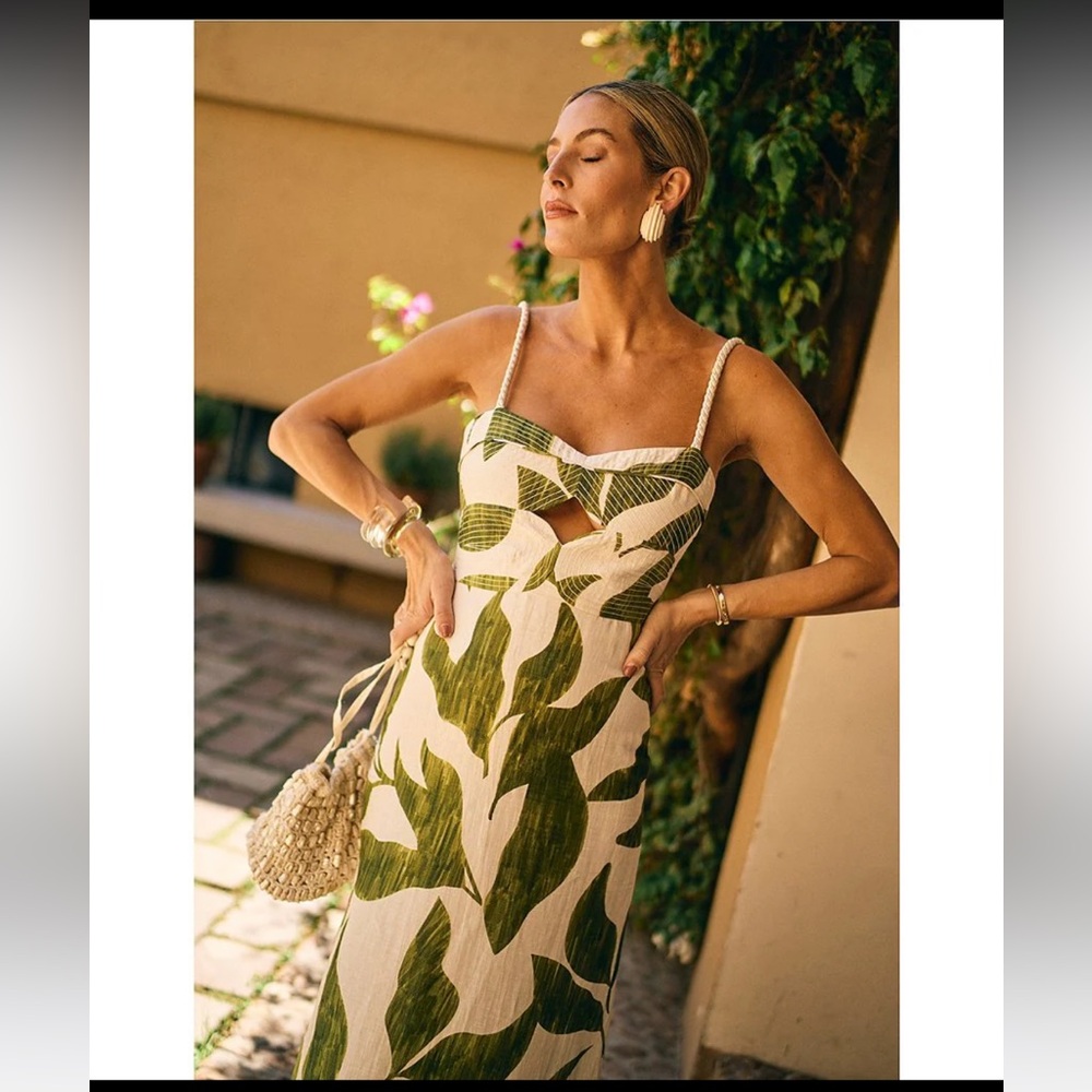 ANTONIO MELANI White Dress with Green Leaf Print - Picture 5 of 10